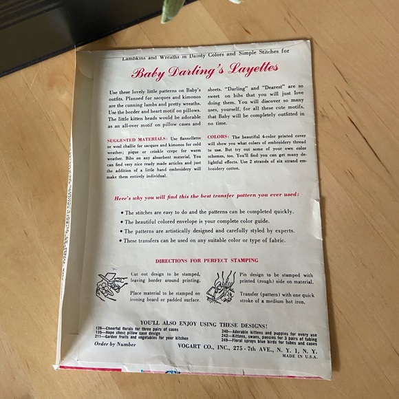 Vintage 50’s Vogart Baby Layette Motif Embroidery Transfers for Clothing/Bibs - Picture 2 of 8